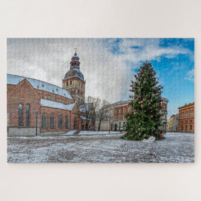 Kuppelplatz mit Weihnachtsbaum in Riga (Horizontal)