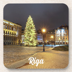 Kuppelplatz mit Weihnachtsbaum in Riga Getränkeuntersetzer