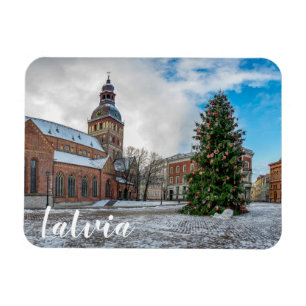 Kuppelplatz mit Weihnachtsbaum in Riga Magnet