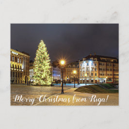 Kuppelplatz mit Weihnachtsbaum in Riga Postkarte