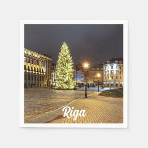 Kuppelplatz mit Weihnachtsbaum in Riga Serviette