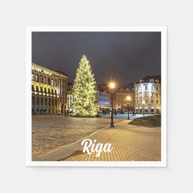 Kuppelplatz mit Weihnachtsbaum in Riga Serviette (Vorderseite)