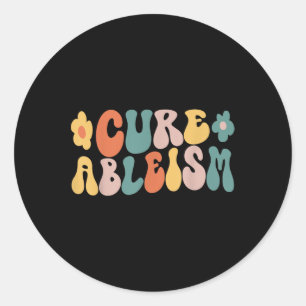 Kur Ableism Retro Groovy Wavy Text _ Behinderung R Runder Aufkleber