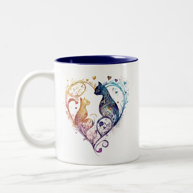 kuraudea chatte mignonne en forme de coeur Mug (Gauche)