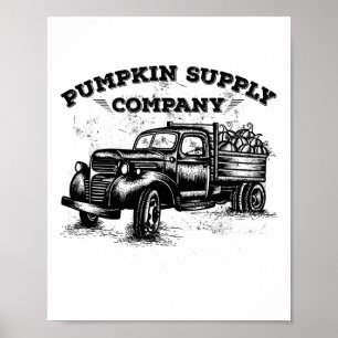 Kürbis-Alter-LKW-Vintage-Antiquität-Herbst-Saison- Poster