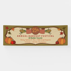 Kürbis-Apfel-Mais-Blätter-Fall-Ernte-Festival Banner