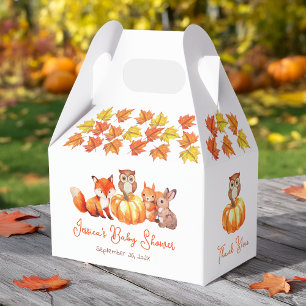 Kürbis-Baby-Party Herbstlaub Tiere Aquarell Geschenkschachtel