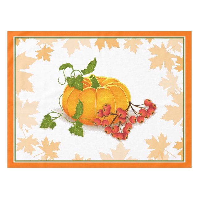 Kürbis, Beeren, Blätter, Grenzfall Erntedank Tischdecke (Vorderseite (Horizontal))