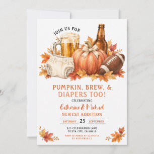 Kürbis-Bier und Windeln Baby Shower Herbst Einladung