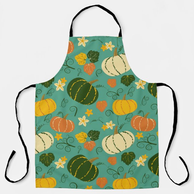 Kürbis, Blätter: Herbstpflanzenmuster Schürze (Vorderseite)