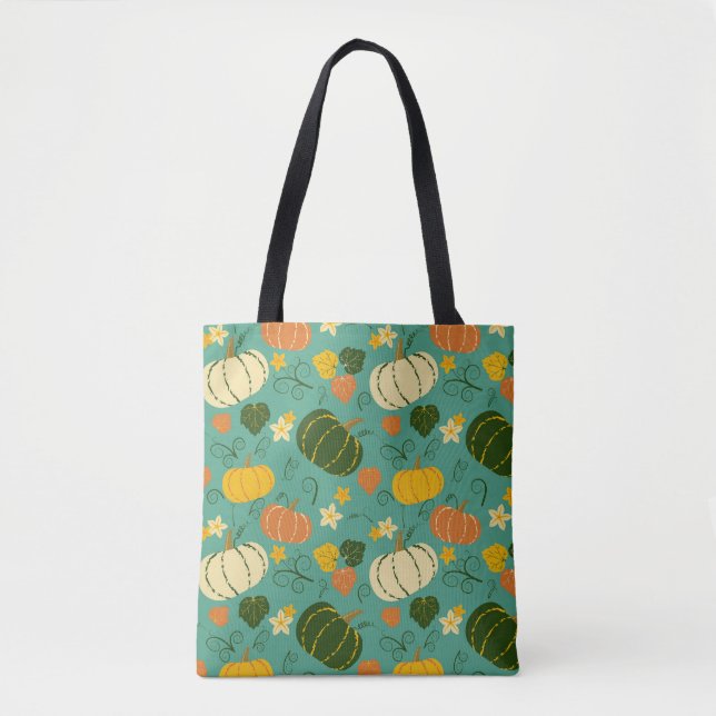 Kürbis, Blätter: Herbstpflanzenmuster Tasche (Vorderseite)