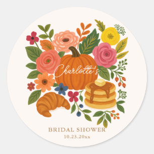 Kürbis-Blumen-Hochzeitsdusche-Rundsticker Runder Aufkleber