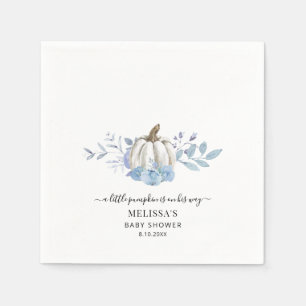 Kürbis-Blumen-Junge-Baby-Party Dusty Blau Papier Serviette