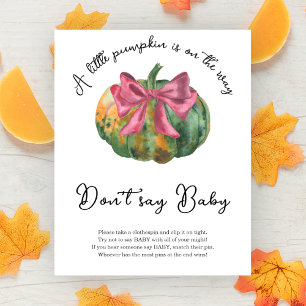 Kürbis-Bogen-Baby-Party Sag nicht Baby Poster