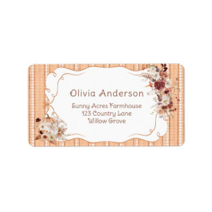 Kürbis Boho Floral Babyparty-Rücksendeadresse Adressaufkleber
