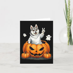Kürbis Boo Geist Alaskan Klee Kai Hund Halloween Karte