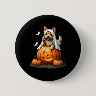 Kürbis Boo Geist Yorkie Hund Halloween Kostüm Button