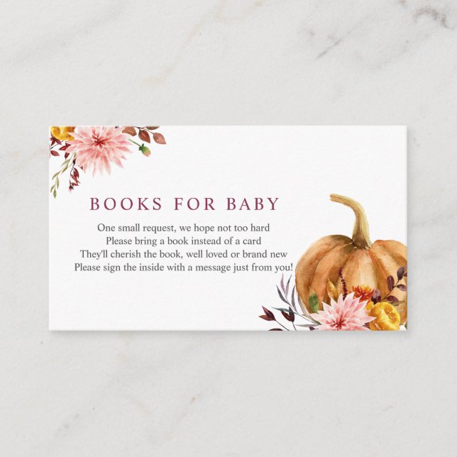 Kürbis-Bücher für Babyeinsatzkarte Begleitkarte (Vorderseite)
