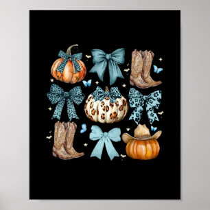 Kürbis Coquette-Bogen Cowboy Western Thanksgiving Poster