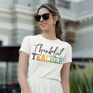 Kürbis-Dankbarer-Lehrer-Shirt, Herbststimmung Lehr T-Shirt