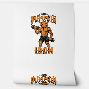 Kürbis Eisen Vintage Bodybuilder Halloween Design_ Tapete