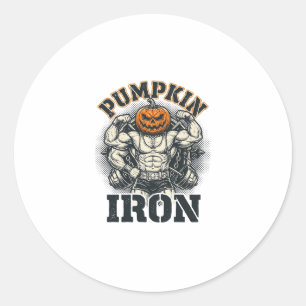 Kürbis Eisen Vintage Bodybuilding Halloween Design Runder Aufkleber