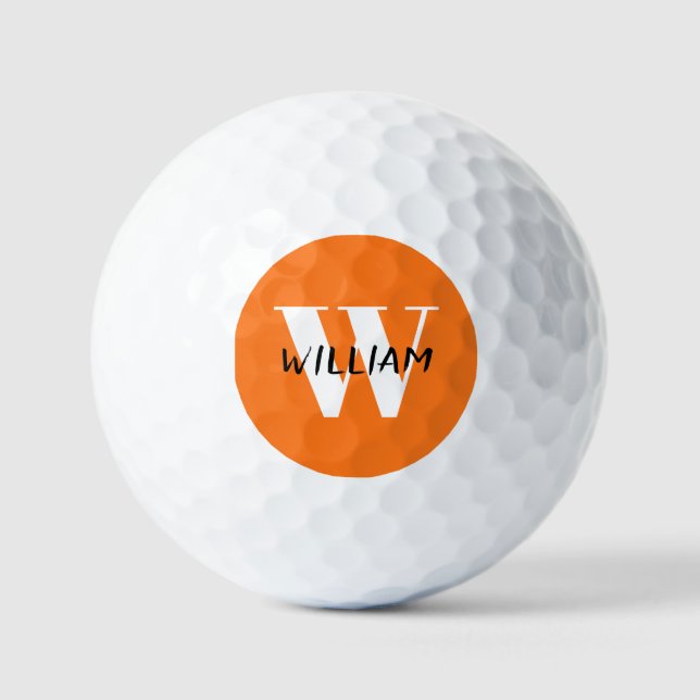 Kürbis | Eleganter schwarzer Name und weißer Anfan Golfball (Vorderseite)