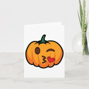 Kürbis-Emoji Ein Auge Offen Zwinkern Kuss Liebe Sp Karte