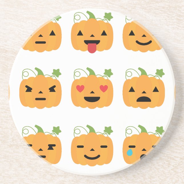 Kürbis-Emojis Sandstein Untersetzer (Vorne)
