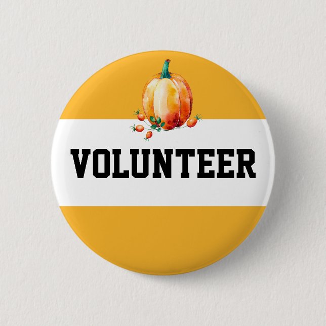 Kürbis-Fall-Ernte-Messe-Freiwillig-Namensschild Button (Vorderseite)