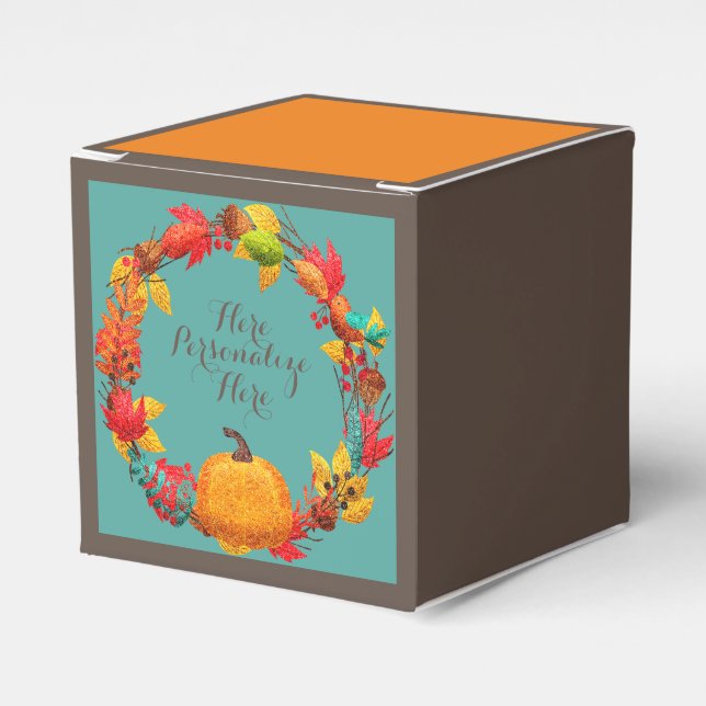 Kürbis fallen und Herbstblätter kränzen Geschenkschachtel (Vorderseite)