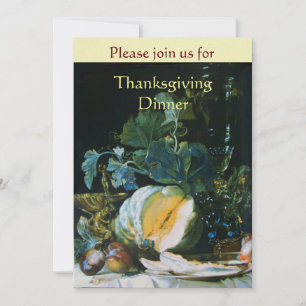KÜRBIS, FRÜCHTE UND GLASWARE Thanksgiving-Dinner Einladung