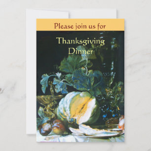 KÜRBIS, FRÜCHTE UND GLASWARE Thanksgiving-Dinner Einladung