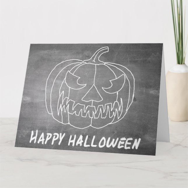 Kürbis für Halloween-2-Kalkboard-Look Karte (Vorderseite)
