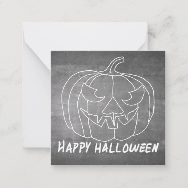 Kürbis für Halloween-3-Chalkboard-Look Mitteilungskarte (Vorderseite)