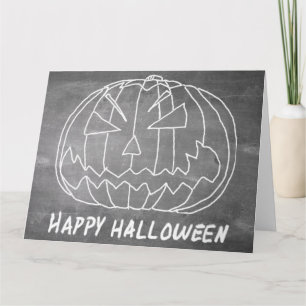 Kürbis für Halloween 5 Schultafel-Look Karte