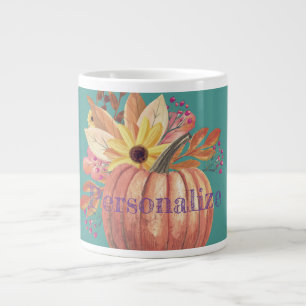 Kürbis, geblümt Terracotta orange und aquamarin Jumbo-Tasse