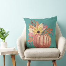 Kürbis, geblümt Terracotta orange und aquamarin