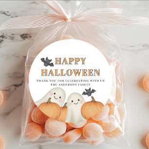 Kürbis-Geister Halloween-Party mit individuellem N Runder Aufkleber