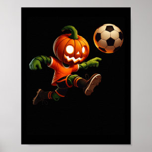 Kürbis-Gesicht Fußball Halloween Kostüm Männer Jun Poster