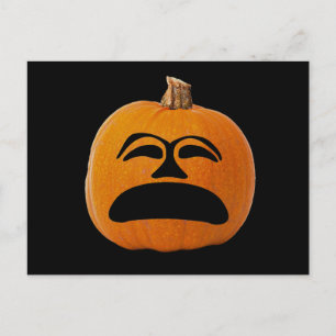 Kürbis-Gesicht mit schlechter Laune, Halloween-Kür Postkarte