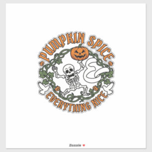 Kürbis-Gewürz Alles Schöne Halloween-Skelett V Aufkleber