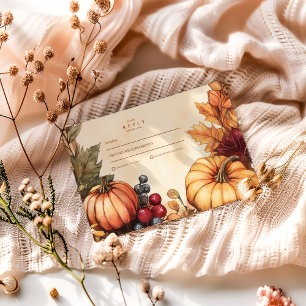 Kürbis-Gewürz-Blumen Hochzeit RSVP Karte