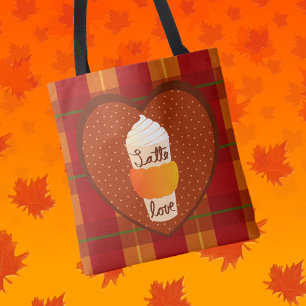 Kürbis-Gewürz-Latte-Herbst-Kariert-Tragetasche Tasche