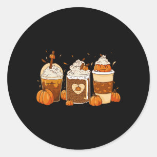Kürbis-Gewürz-Latte-Herbstkaffee-Thanksgiving-Shir Runder Aufkleber