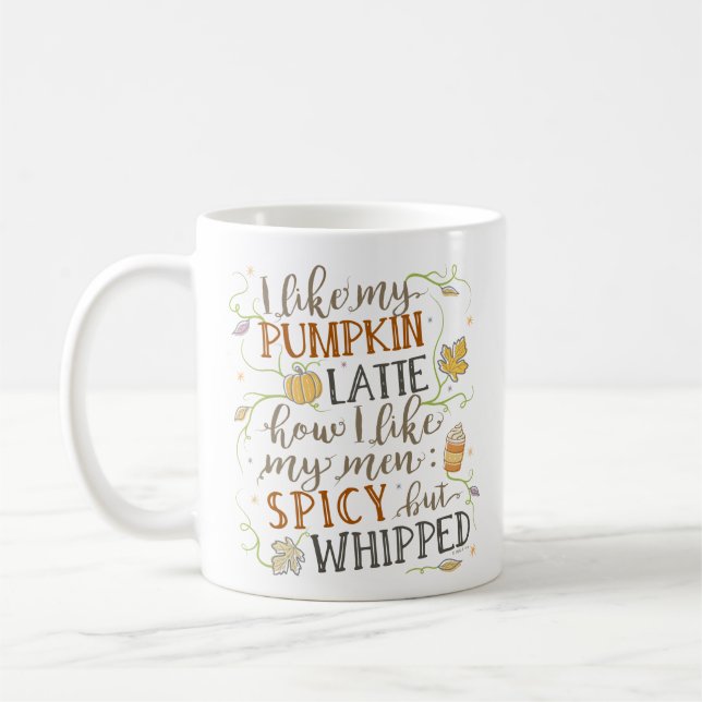 Kürbis-Gewürz lustiger Latte Witz für Kaffeetasse (Links)