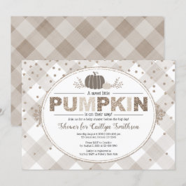 Kürbis Gingham neutrale Farben beige Dusche Einladung