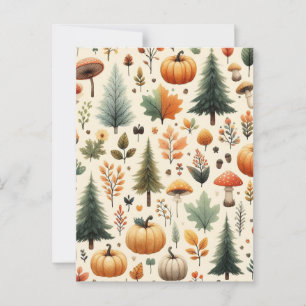 Kürbis Halloween, Botanisches Grün & Herbst  Postkarte