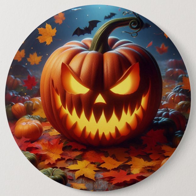 Kürbis/Halloween/Fledermauslöffel Button (Vorderseite)