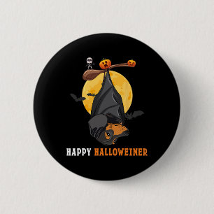 Kürbis Halloween für Frauen & Fledermaus Wurst Hun Button
